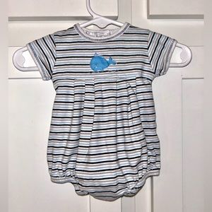 🐳 Magnolia Baby 3M Whale Striped Bubble Onesie - Adorable 3 Month Nautical